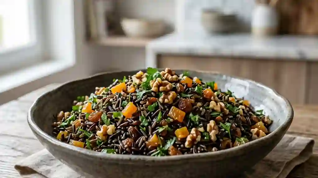 Riz sauvage croquant aux fruits secs et herbes - Photo de présentation