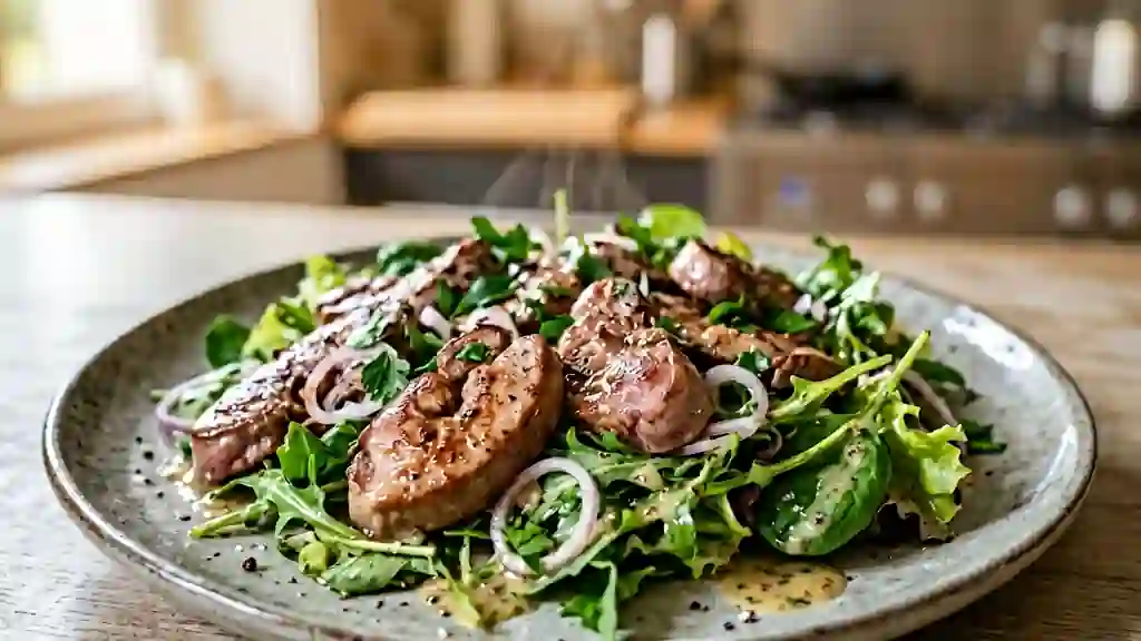 Rognons de veau poêlés et salade croquante - Photo de présentation