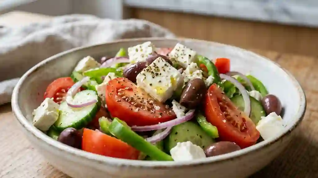 Salade grecque croquante à la feta fondante - Photo de présentation