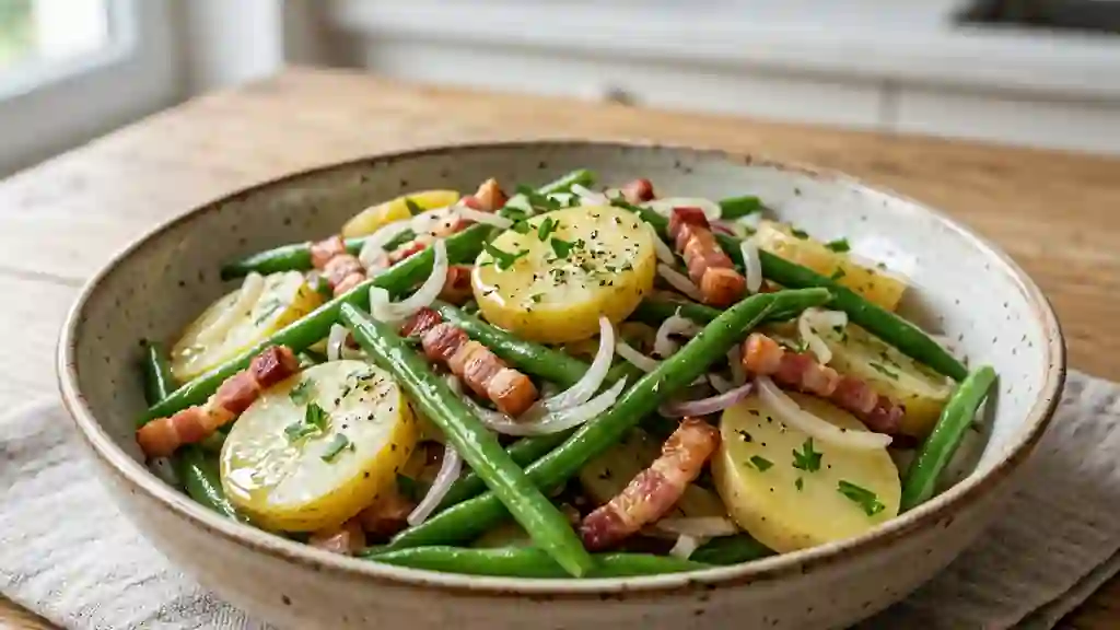 Salade liégeoise tiède et lardons croustillants - Photo de présentation