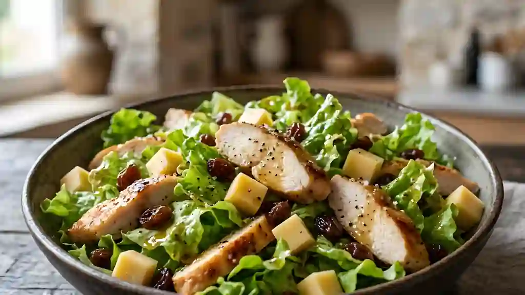 Salade poulet, gouda et raisins sucrés - Photo de présentation