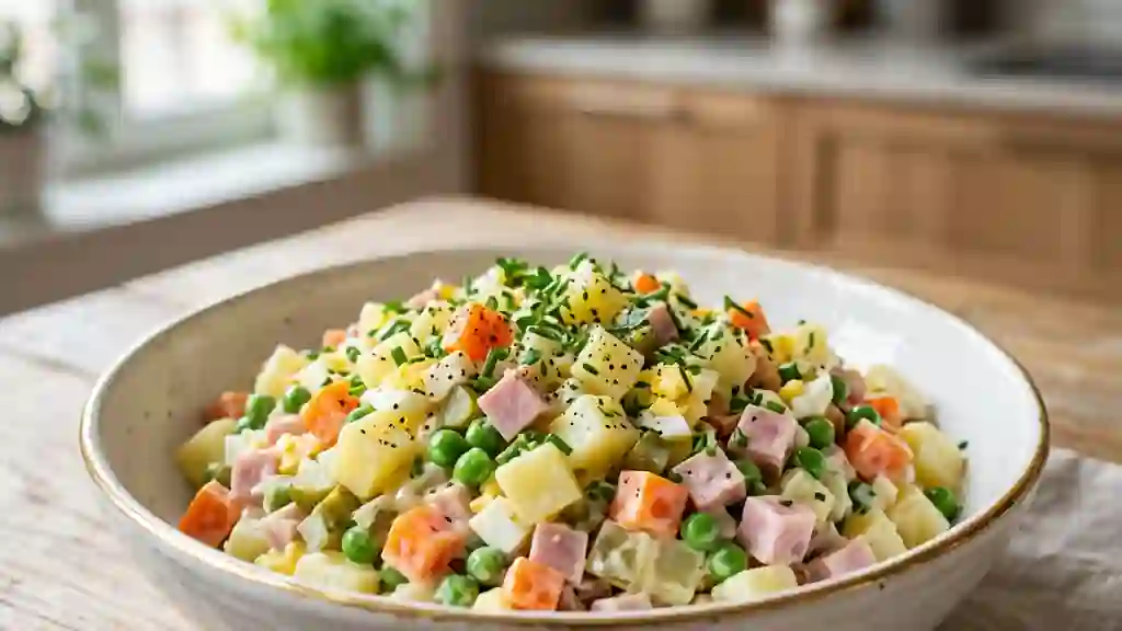 Salade russe onctueuse aux légumes croquants - Photo de présentation