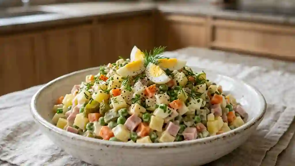 Salade russe crémeuse et croquante - Photo de présentation