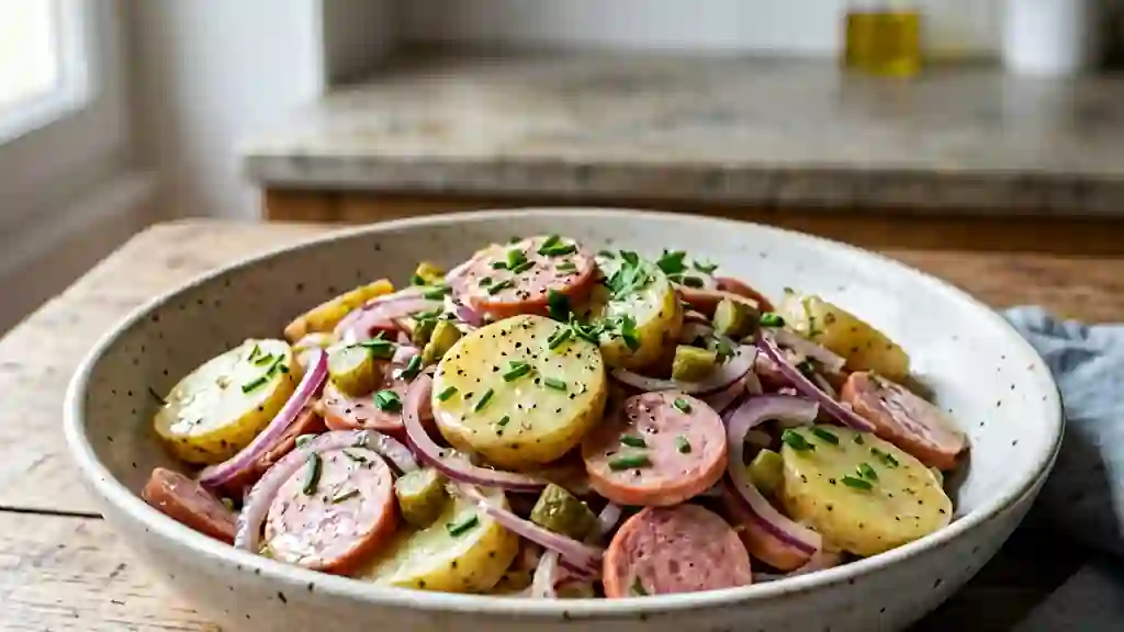 Salade tiède de pommes de terre et cervelas - Photo de présentation