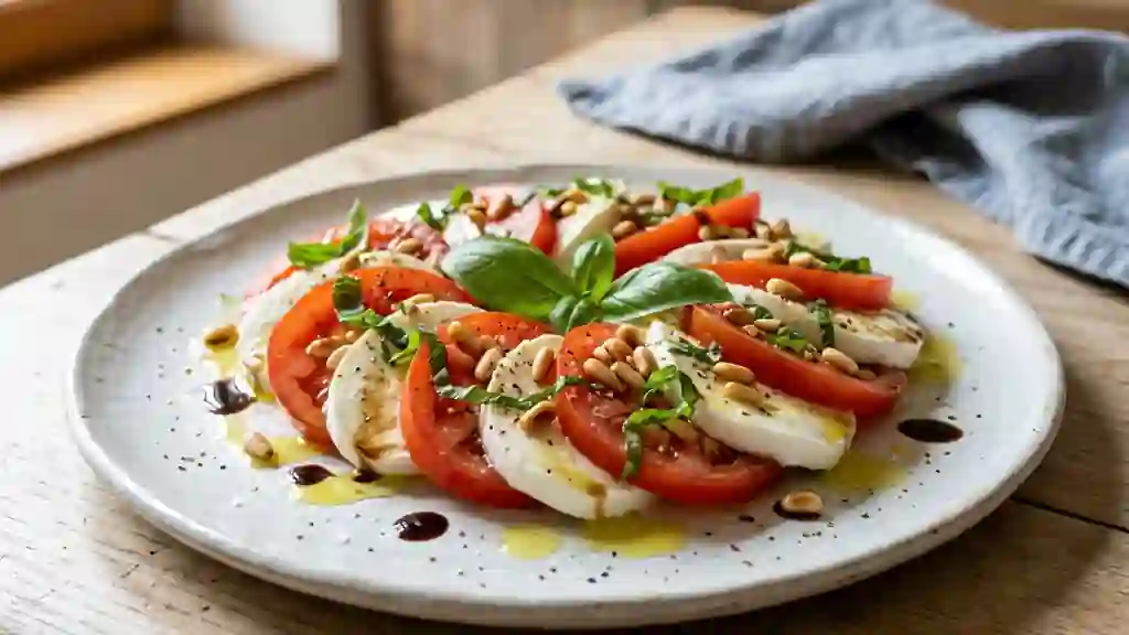 Tomate Mozzarella aux Pignons Grillés - Photo de présentation