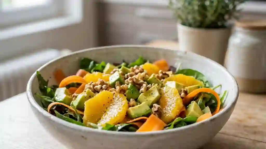 Salade croquante orange, avocat et noix - Photo de présentation