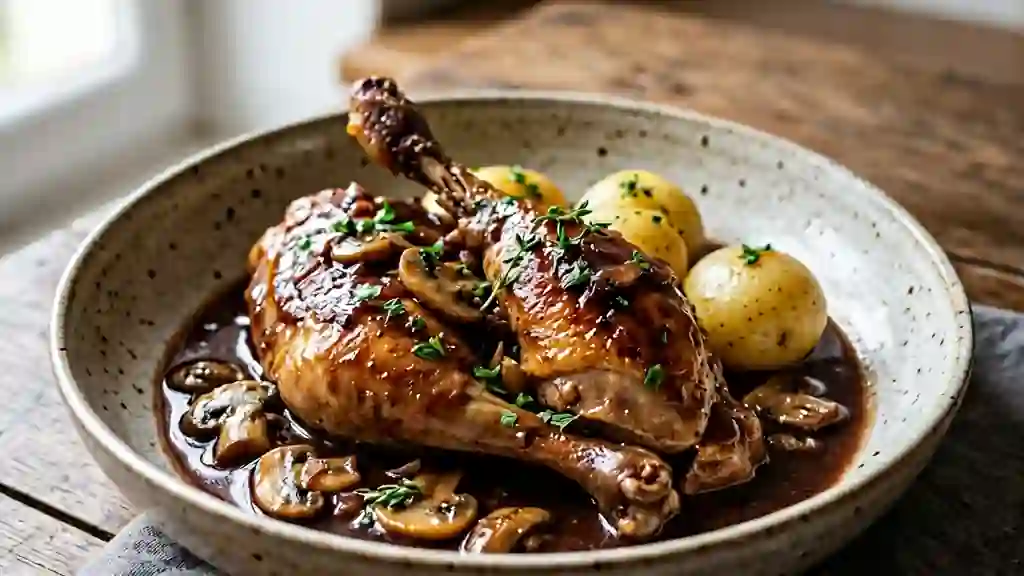 Salmis de faisan fondant au vin rouge et crème - Photo de présentation