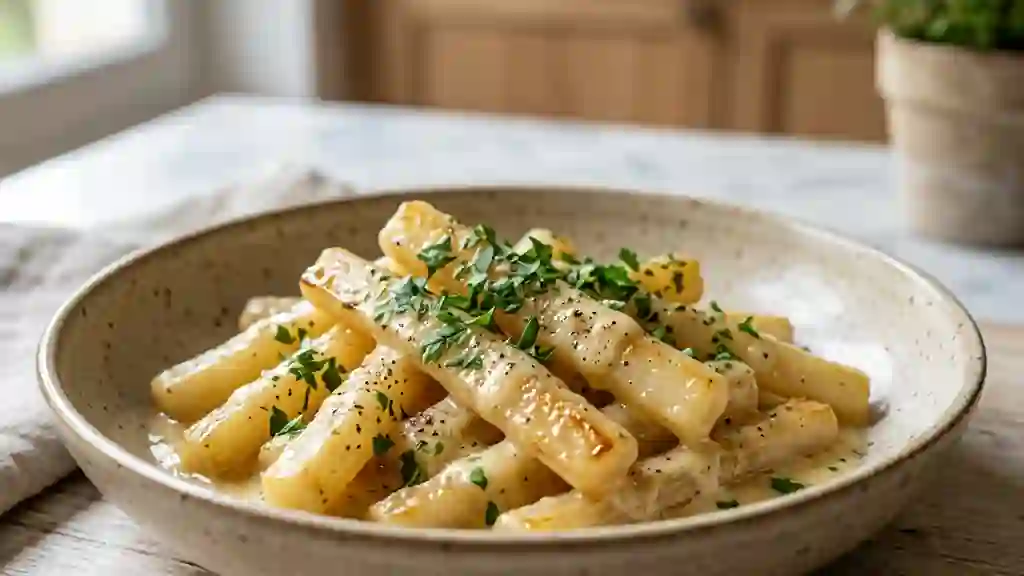 Salsifis rôtis au beurre et parmesan fondant - Photo de présentation