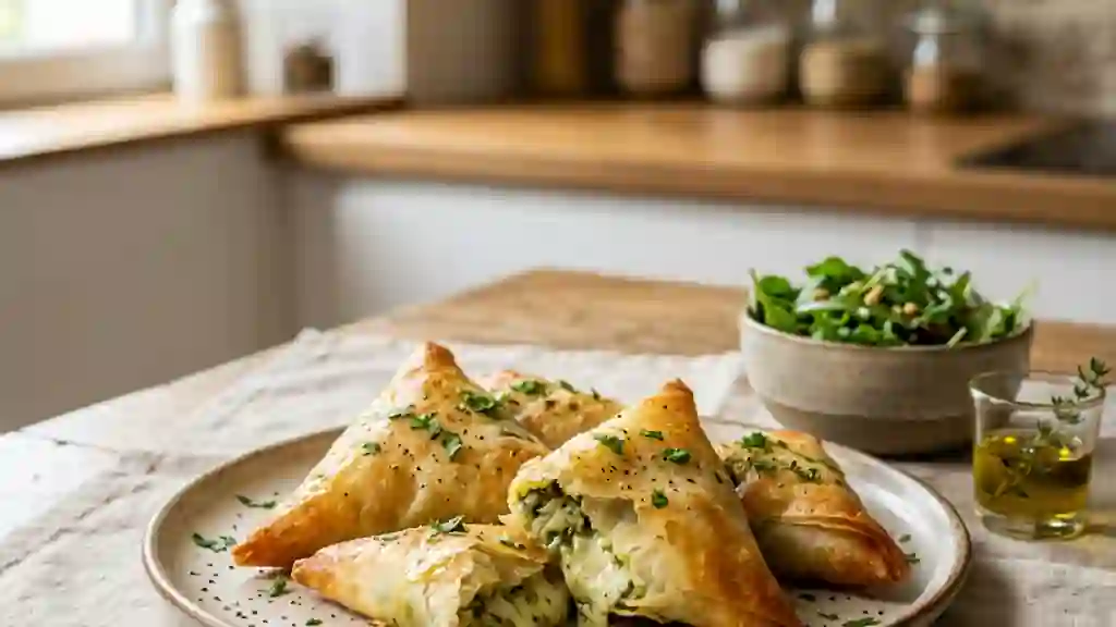Samossas croustillants au fromage et pesto - Photo de présentation