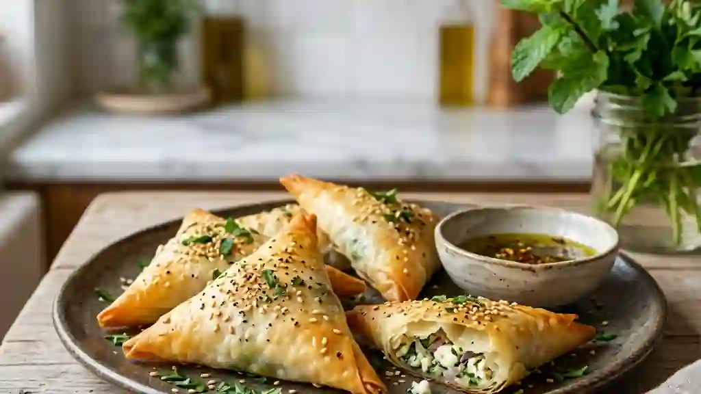 Samoussas Feta et Menthe Fraîche Croustillants - Photo de présentation