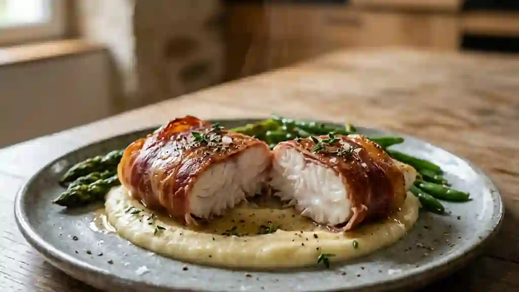 Sandre rôti en croûte de prosciutto - Photo de présentation
