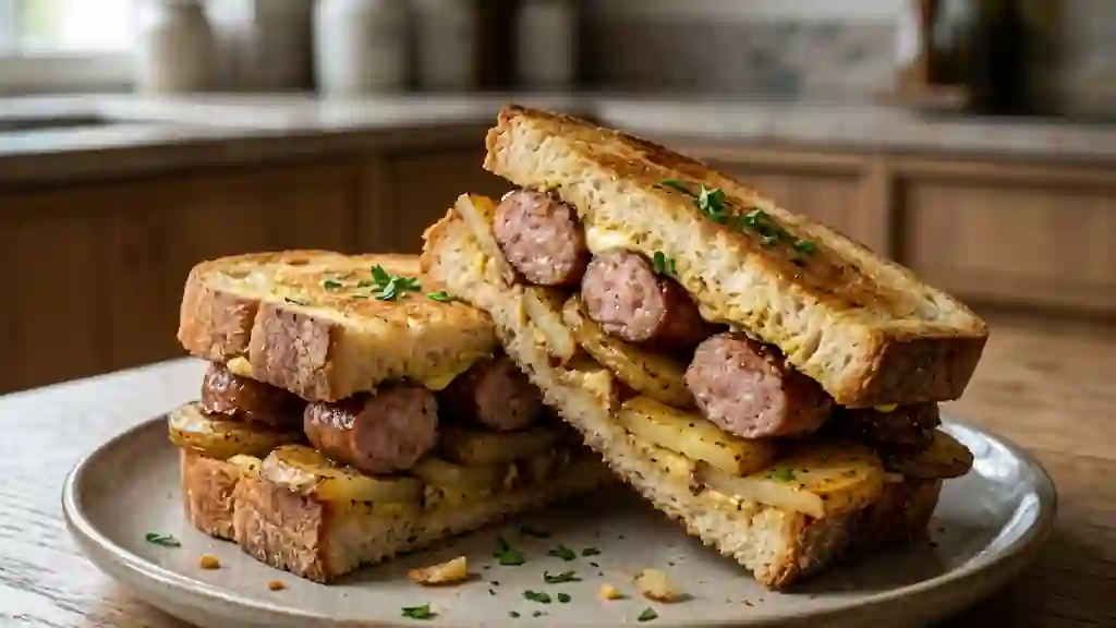 Sandwich Rustique Saucisse et Patates Fondantes - Photo de présentation