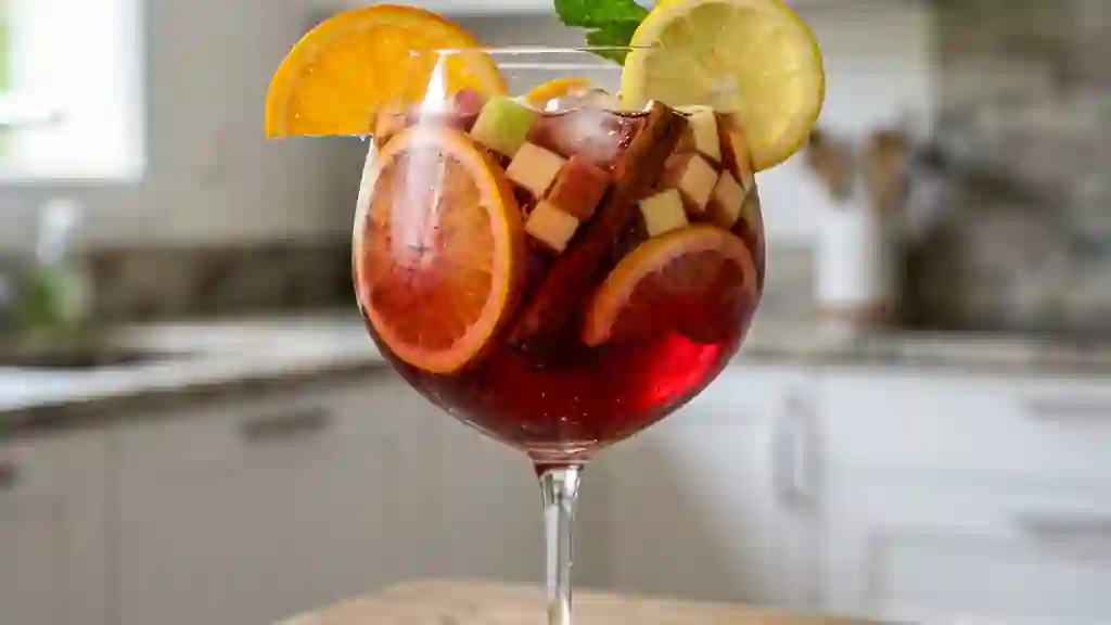 Sangria rouge fraîche et épicée aux agrumes - Photo de présentation