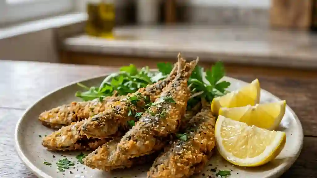 Sardines frites au pané croustillant - Photo de présentation