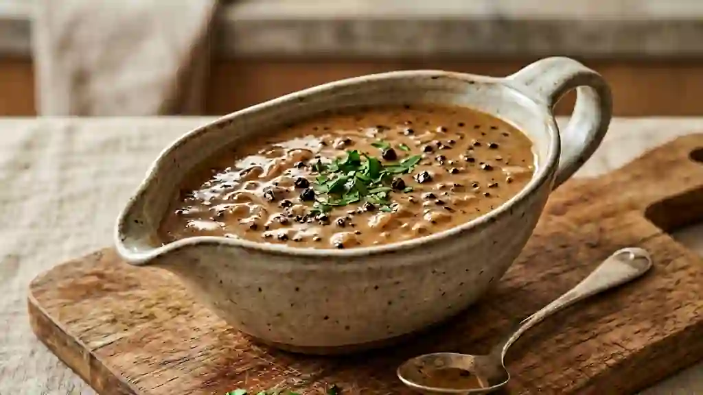 Sauce au poivre crémeuse et corsée - Photo de présentation
