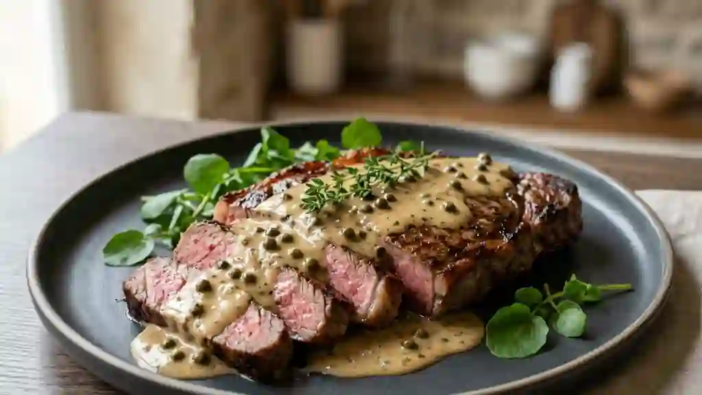Sauce onctueuse au poivre vert et cognac - Photo de présentation