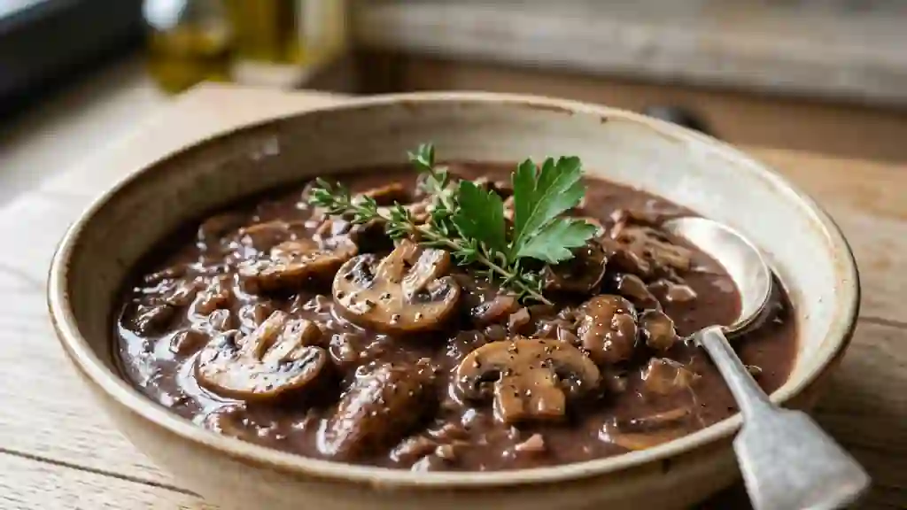 Sauce Onctueuse au Vin Rouge et Champignons - Photo de présentation