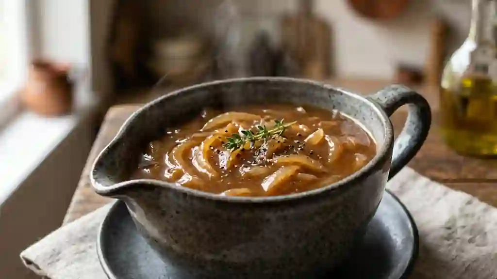 Sauce brune aux oignons caramélisés - Photo de présentation