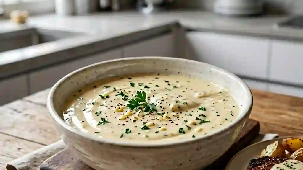 Sauce à l'ail onctueuse et persillée - Photo de présentation