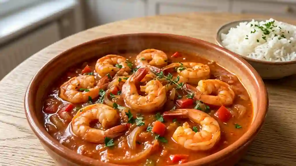 Crevettes à la créole : sauce tomate épicée - Photo de présentation