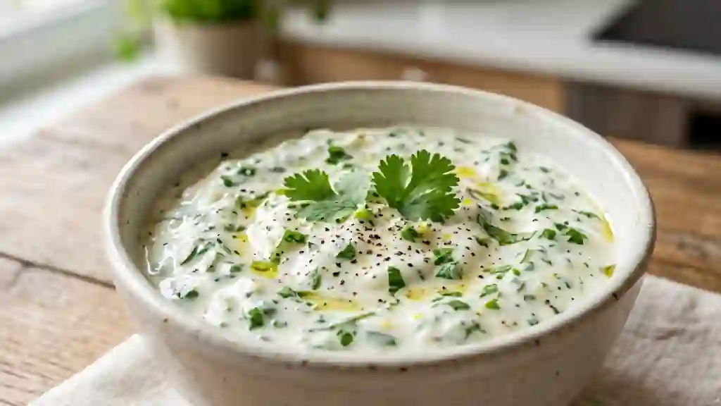 Sauce onctueuse fromage blanc et coriandre - Photo de présentation
