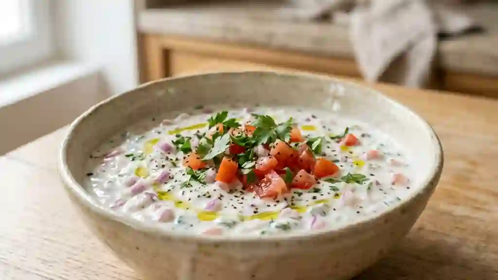 Sauce Yaourt Crémeuse, Tomate et Oignon Rouge - Photo de présentation