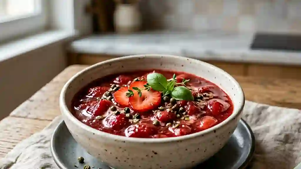 Coulis de fraises onctueux au poivre vert - Photo de présentation