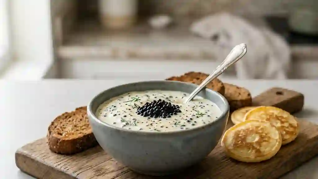 Crème iodée aux œufs de lump et aneth - Photo de présentation