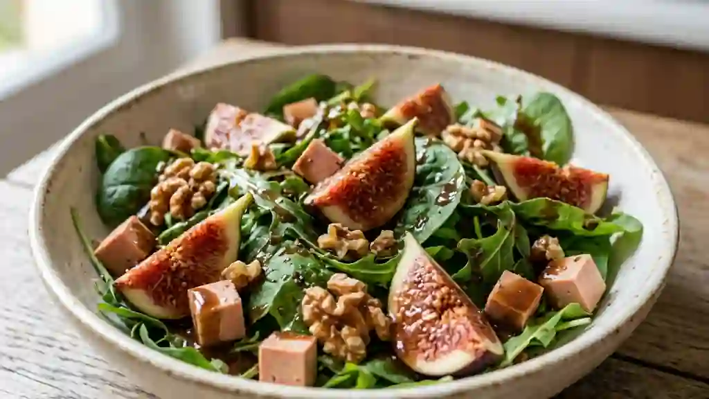 Vinaigrette Fondante Figues, Foie Gras et Noix - Photo de présentation