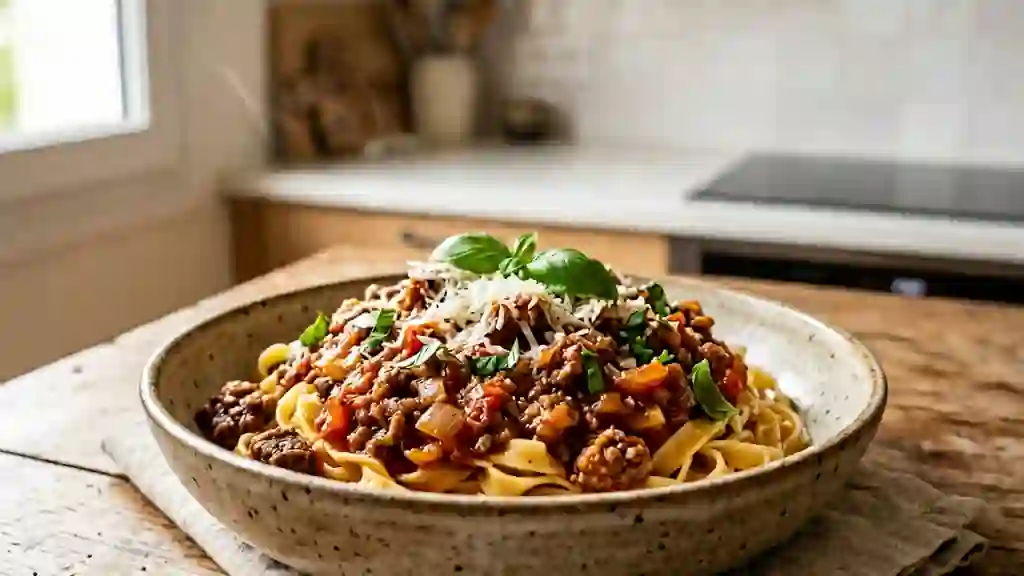 Bolognaise fondante au basilic frais - Photo de présentation