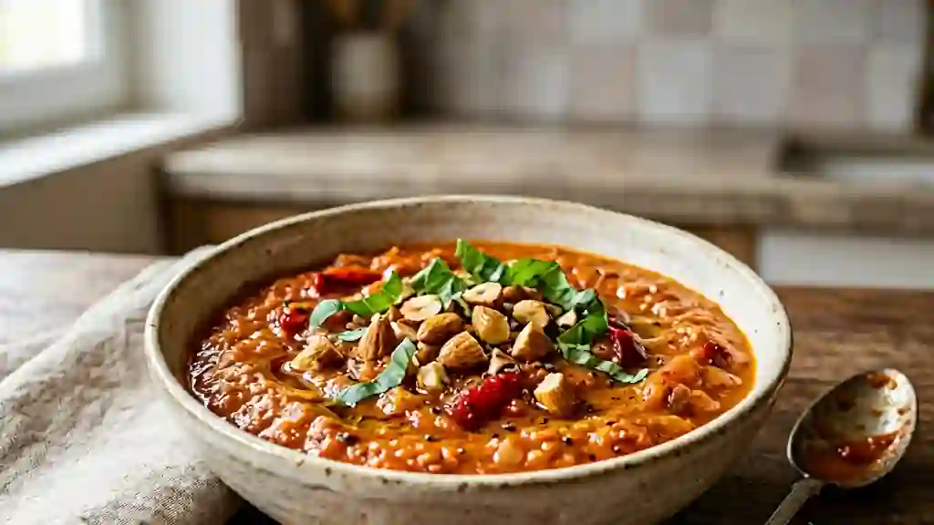 Sauce tomate veloutée au poivron et amandes - Photo de présentation