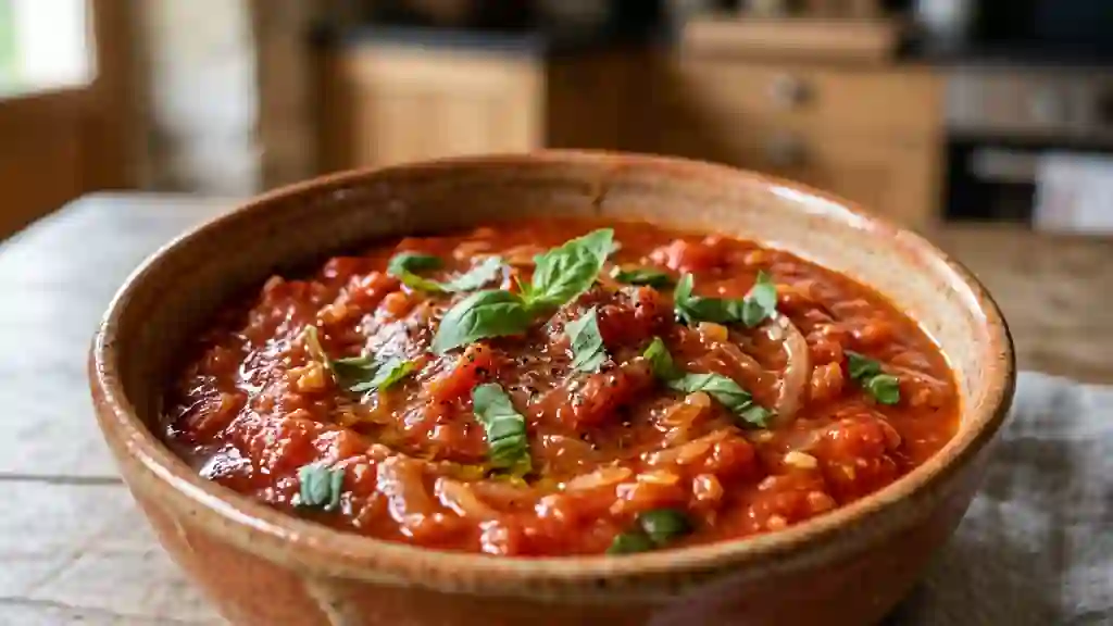 Sauce tomate onctueuse au basilic frais - Photo de présentation
