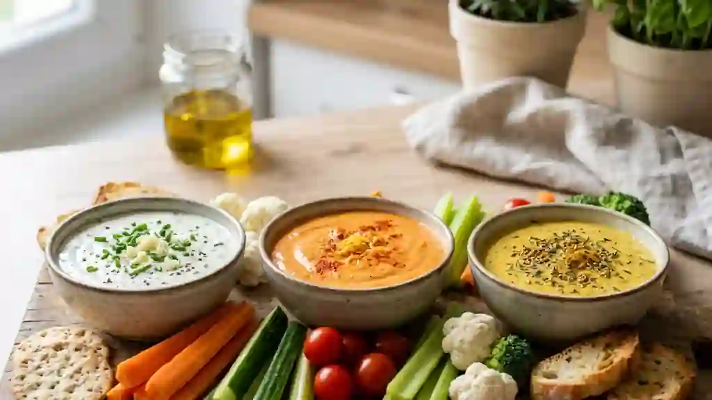 Trio de dips onctueux au fromage blanc - Photo de présentation