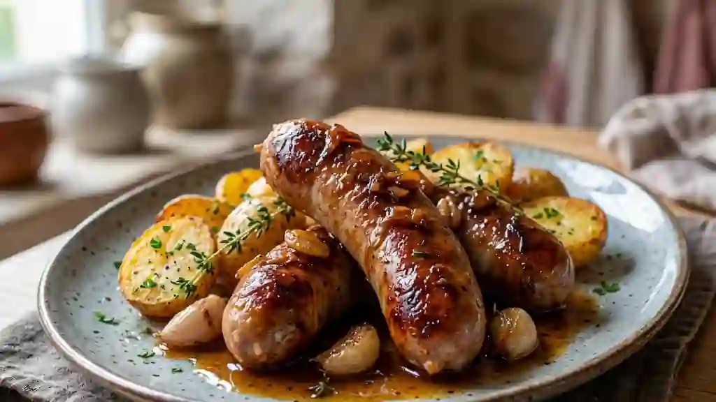 Saucisses confites fondantes au vin blanc - Photo de présentation