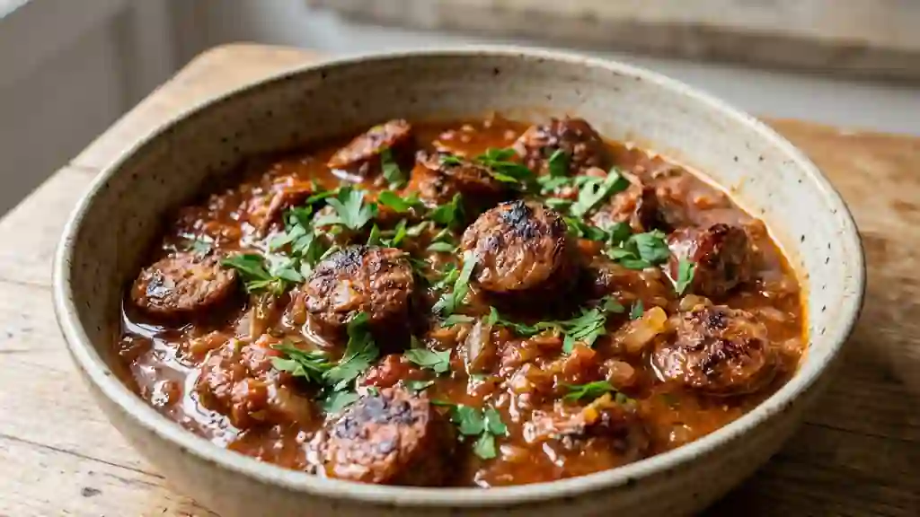 Saucisses fondantes à la tomate et origan - Photo de présentation