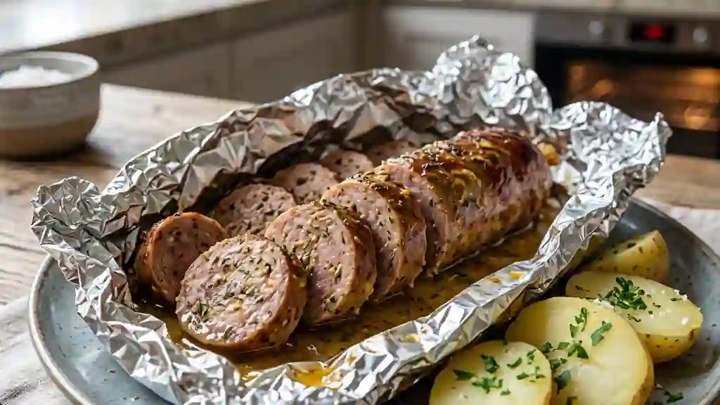 Saucisson à cuire fondant en papillote - Photo de présentation