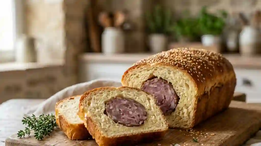 Saucisson brioché au cœur tendre et doré - Photo de présentation