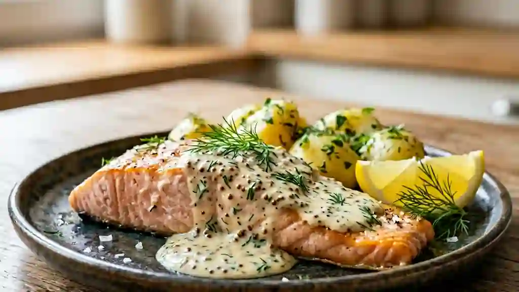 Saumon fondant à l'aneth et crème citronnée - Photo de présentation