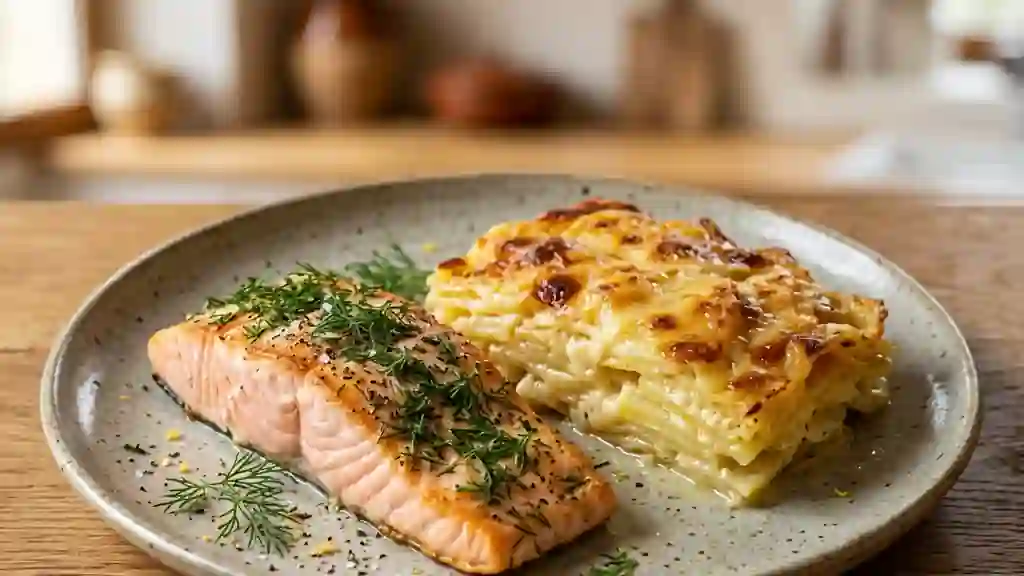 Saumon à l'aneth et son gratin onctueux - Photo de présentation
