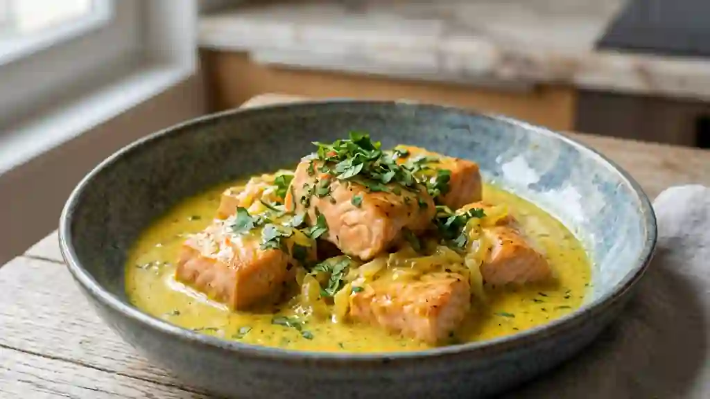 Saumon onctueux au curry jaune et coco - Photo de présentation