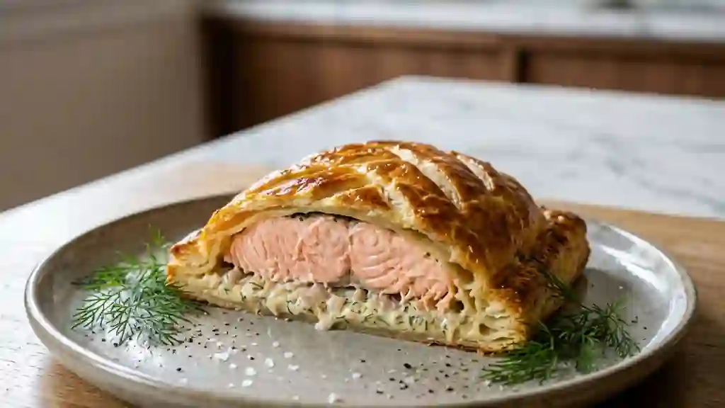 Saumon feuilleté croustillant et crème au Riesling - Photo de présentation
