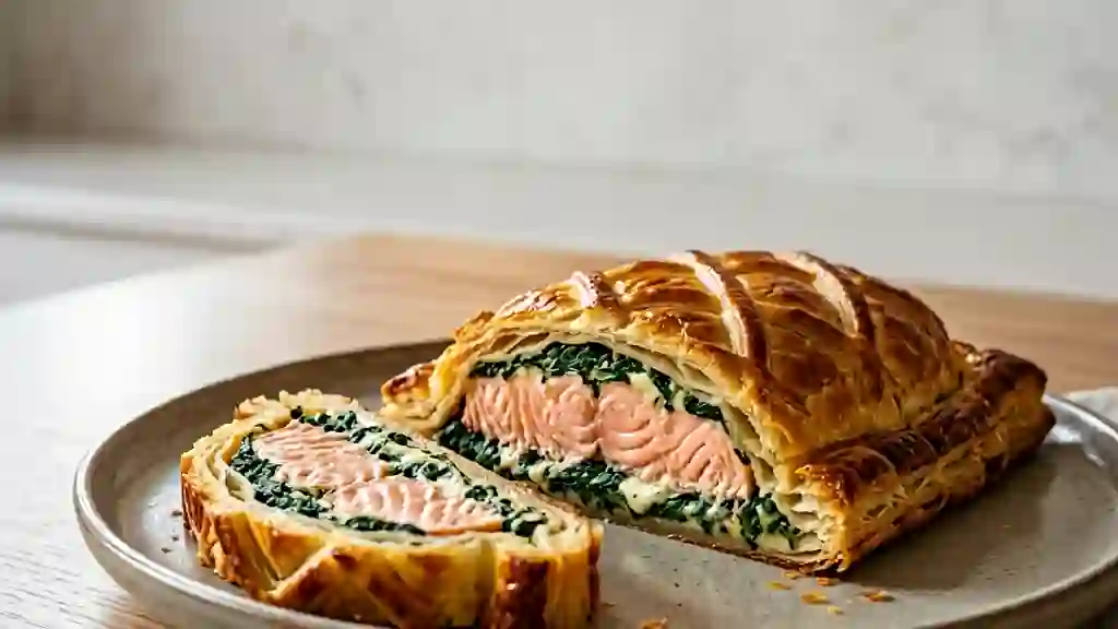 Saumon feuilleté au fromage frais et épinards - Photo de présentation
