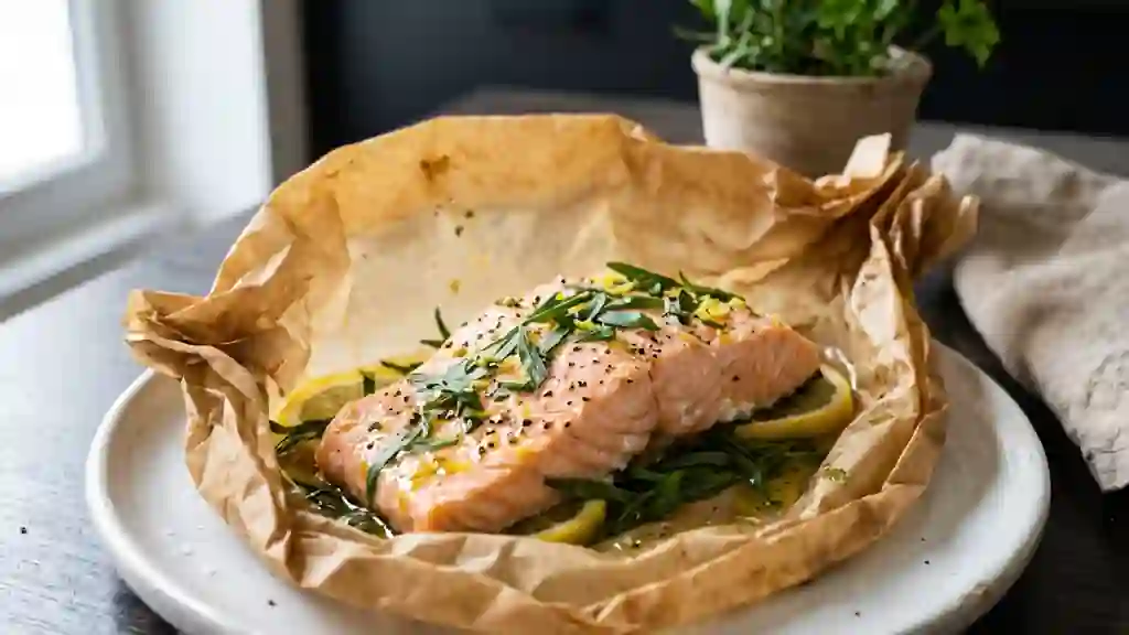 Saumon fondant à l'estragon frais et citron - Photo de présentation