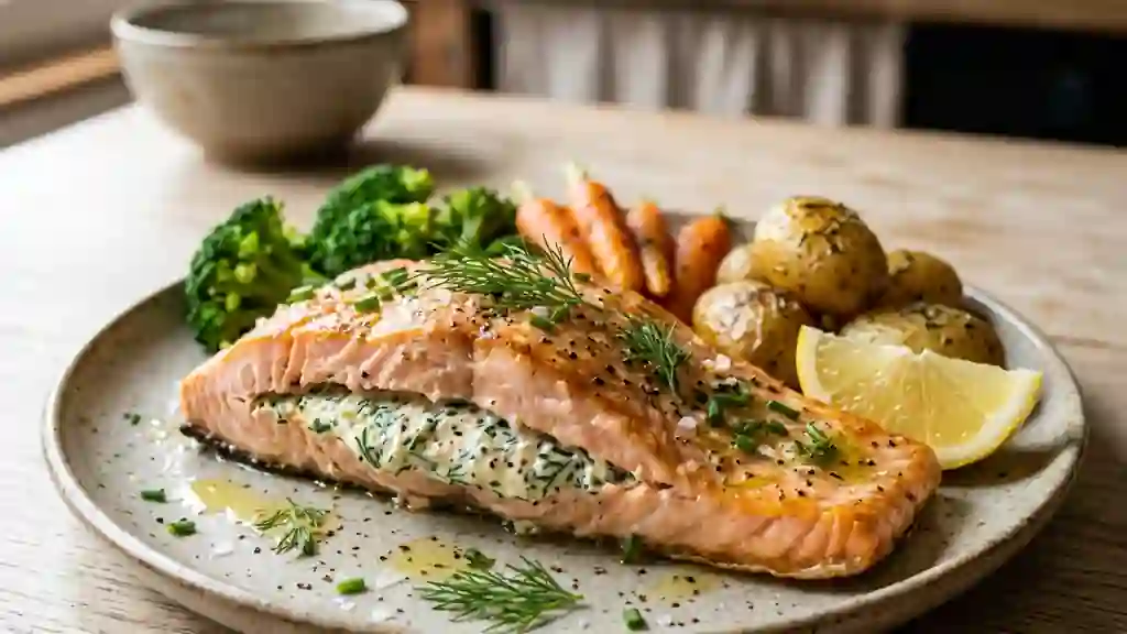 Saumon rôti cœur onctueux aneth et citron - Photo de présentation