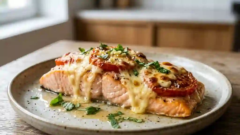 Saumon fondant à la mozzarella gratinée - Photo de présentation