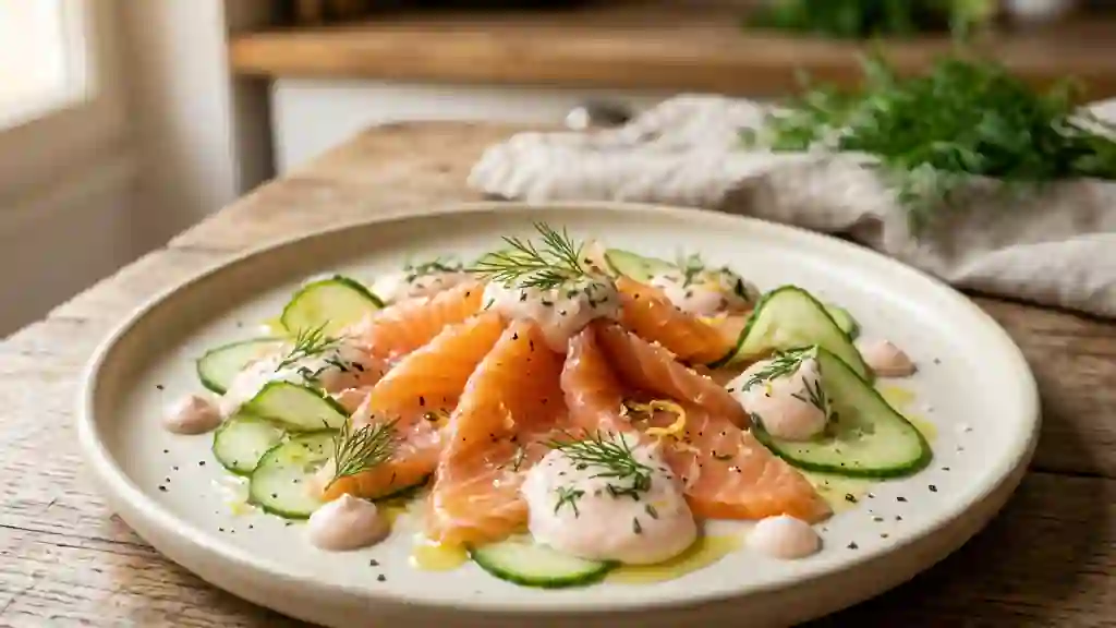 Saumon fondant, concombre croquant et tarama - Photo de présentation