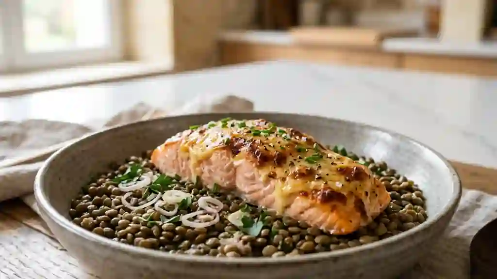Saumon Fondant et son Gratin de Lentilles - Photo de présentation