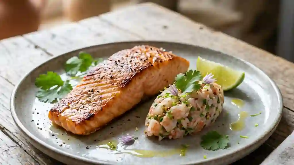 Saumon Grillé et son Tartare de Crevettes - Photo de présentation