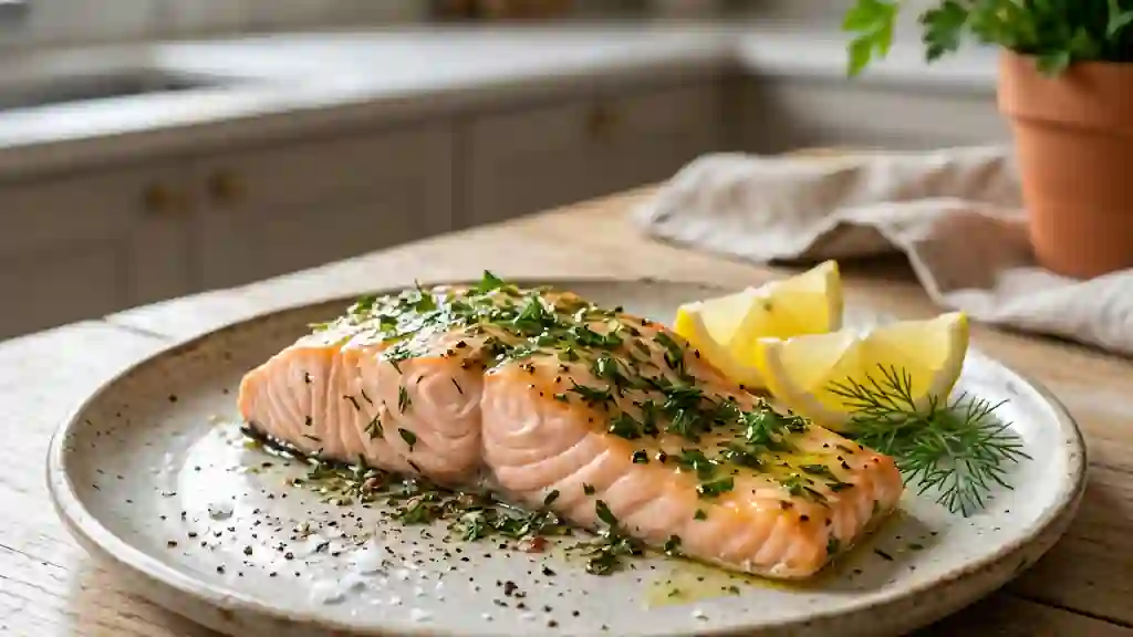Saumon fondant mariné aux herbes fraîches - Photo de présentation