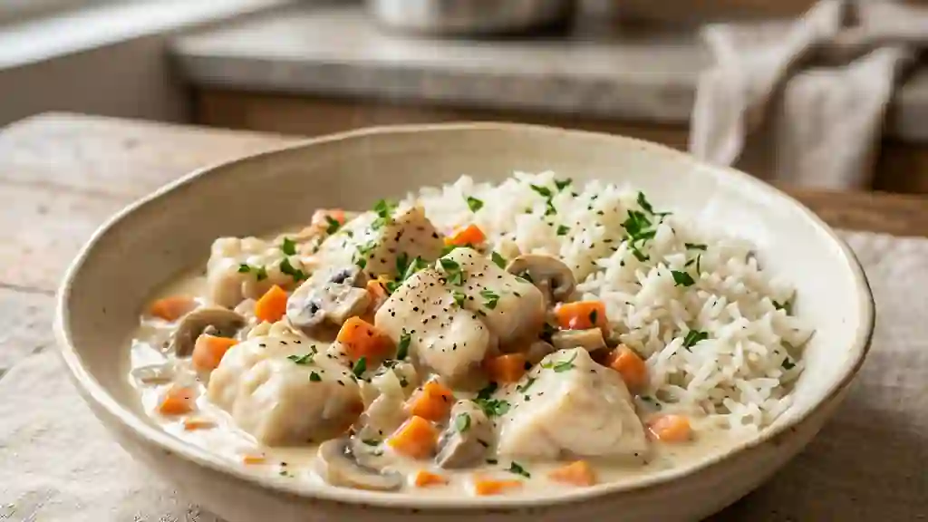 Saumonette crémeuse aux petits légumes - Photo de présentation